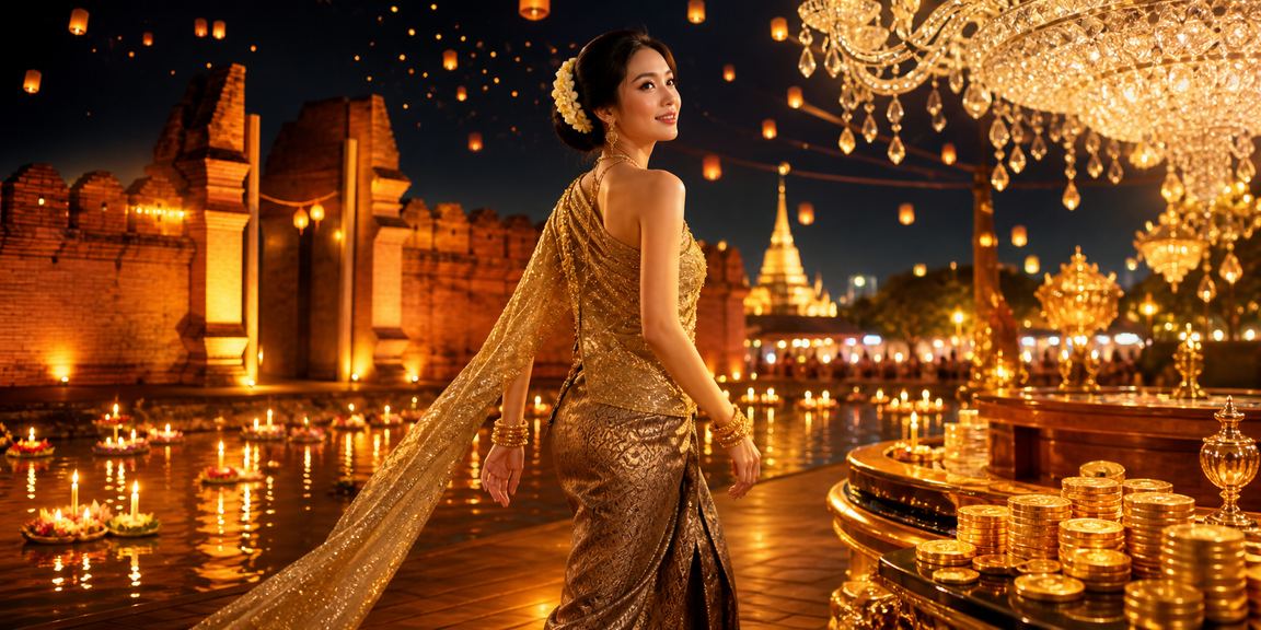 บรรยากาศสตูดิโอคาสิโนสด T89R ธีมโคมลอยพร้อมโต๊ะรูเล็ตและดีลเลอร์